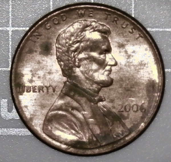 2006-P-Lincoln-Memorial-Cent-Struck-Through-Found-In-Circulated-Bankroll